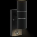 LAMPA ŚCIENNA Z CZUJNIKIEM RUCHU CZARNA STAL NIERDZEWNA IP44