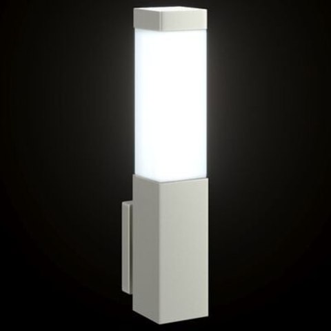 LAMPA ŚCIENNA ZEWNĘTRZNA SREBRNA STAL NIERDZEWNA IP44