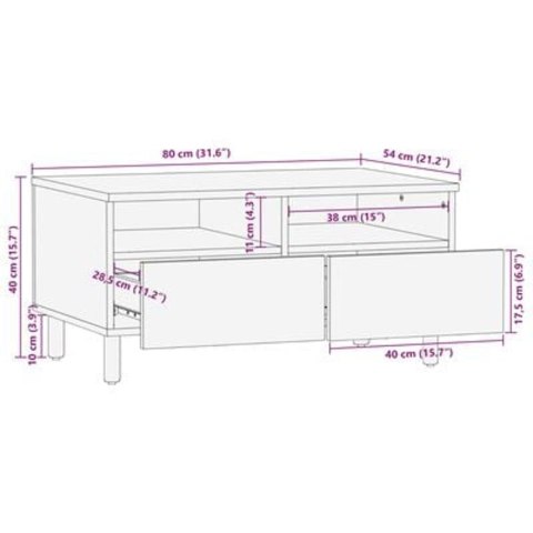 STOLIK KAWOWY 80X54X40CM Z LITEGO DREWNA AKACJOWEGO