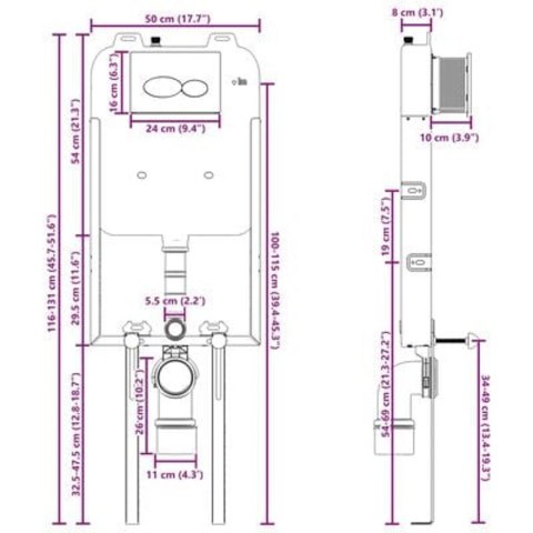 UKRYTA RAMKA MONTAŻOWA Z PODWÓJNYM SPŁUKIWANIEM ZE STALI
