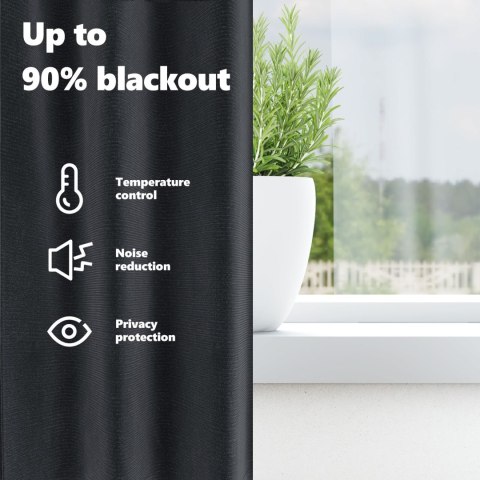 FIRANY BLACKOUT Z OCZKAMI 2 SZT. CIEMNOSZARE WELUR