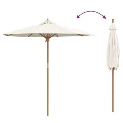 PARASOL OGRODOWY KREMOWY 217X230CM Z BAMBUSA