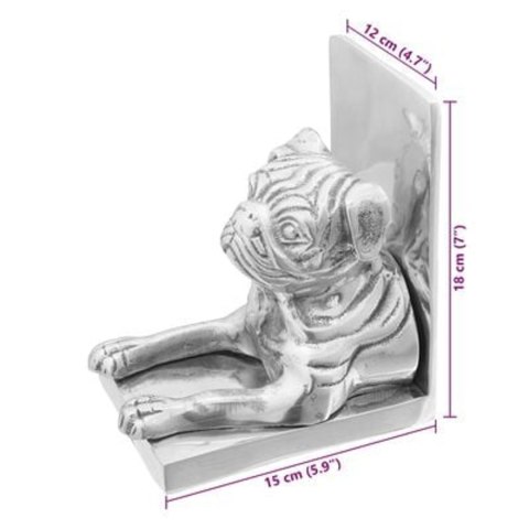 PODPÓRKI DO KSIĄŻEK 2 SZT. SREBRNE 8X12X16,5CM ALUMINIUM PIES