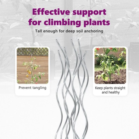 SPIRALNE PODPORY ROŚLIN 50 SZT. 150CM OCYNKOWANA STAL