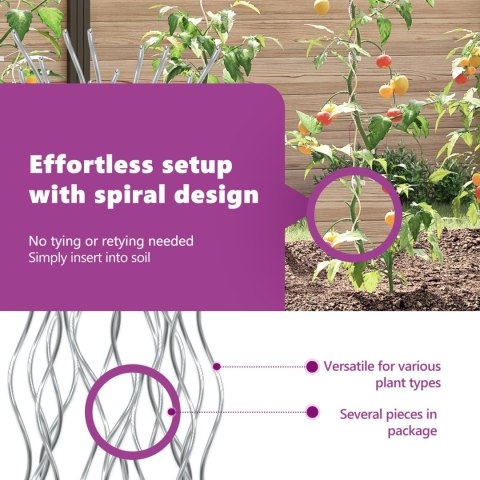 SPIRALNE PODPORY ROŚLIN 50 SZT. 150CM OCYNKOWANA STAL