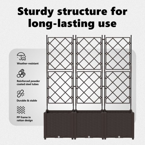DONICA OGRODOWA Z KRATĄ 3 SZT BRĄZOWA 120X40X143CM