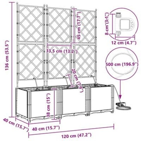DONICE OGRODOWE Z SYSTEMEM NAWADNIANIA 3 SZTUKI BRĄZOWE