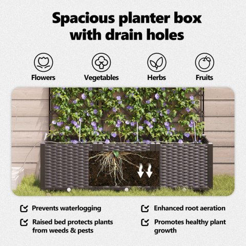 DONICE OGRODOWE Z SYSTEMEM NAWADNIANIA 3 SZTUKI BRĄZOWE