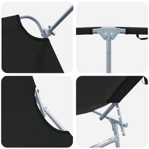 SKŁADANE LEŻAKI 2 SZT. Z ZADASZENIEM CZARNY 600D OXFORD