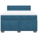 VidaXL Łóżko kontynentalne z materacem, niebieskie, 160x200cm, aksamit