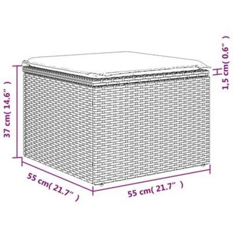 STOŁEK OGRODOWY Z PODUSZKĄ BRĄZOWY 55X55X37CM POLIRATTAN
