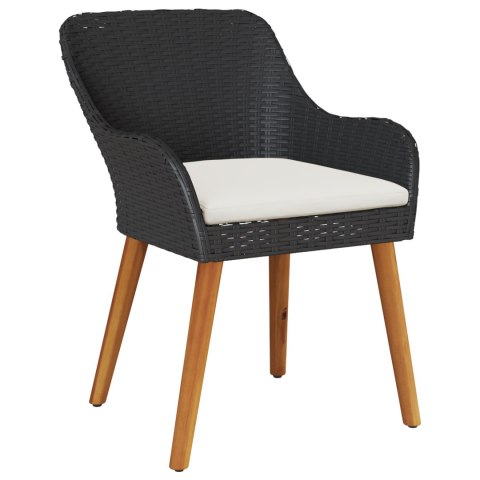 3-CZĘŚCIOWY ZESTAW JADALNIANY DO OGRODU CZARNY Z POLIRATTANU