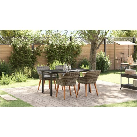 5-CZĘŚCIOWY ZESTAW JADALNY DO OGRODU SZARY Z POLIRATTANU