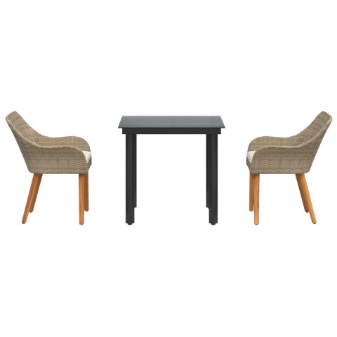 3-CZĘŚCIOWY ZESTAW DO JADALNI BEŻOWY RATTAN