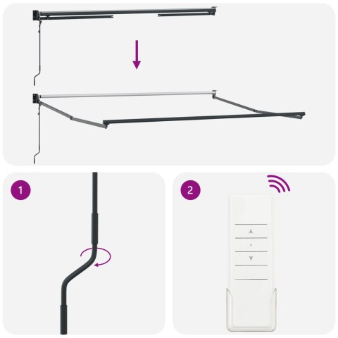 AUTOMATYCZNA CHOWANA MARKIZA CZERWONO-BIAŁA 300X250CM