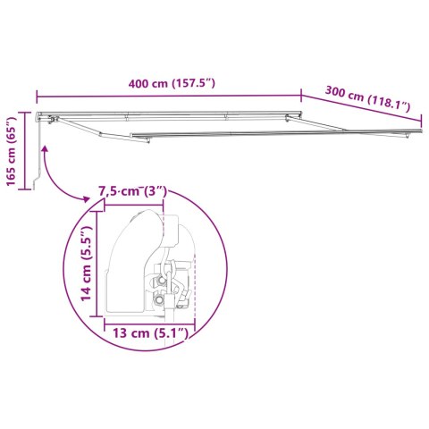 MARKIZA RĘCZNA BIAŁA 400X300CM TKANINA ZAMIENNA DO MARKIZY 4X3M BIAŁA