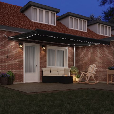 MARKIZA OGRODOWA CHOWANA Z LED CZARNA 450X300CM