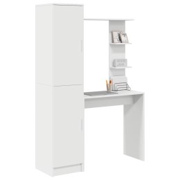 BIURKO Z REGAŁEM BIAŁE ZESTAW MEBLI BIUROWYCH 114X168CM SZAFKA REGAŁ LOFT