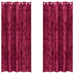 ZASŁONY WELUROWE 2 SZT Z OCZKAMI BURGUNDOWE 245X140CM