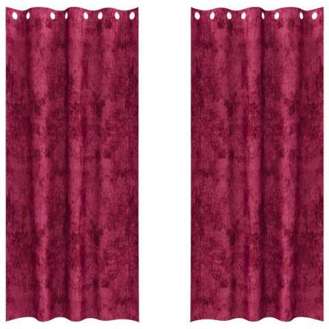 ZASŁONY WELUROWE 2 SZT Z OCZKAMI BURGUNDOWE 245X140CM