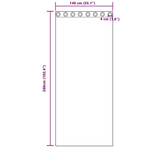 ZASŁONY 2 SZT. Z OCZKAMI SZARE 260X140CM