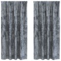 ZASŁONY AKSAMITNE 2 SZT. Z OCZKAMI SREBRNOSZARY 175X140CM