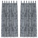 ZASŁONY WELUROWE 2 SZT. Z OCZKAMI SREBRNY SZARY 260X140CM