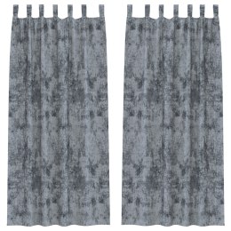 ZASŁONY WELUROWE 2 SZT. Z OCZKAMI SREBRNY SZARY 260X140CM