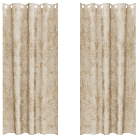 ZASŁONY AKSAMITNE 2 SZT. Z OCZKAMI KREMOWE 260X 140CM