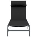WYGODNY LEŻAK OGRODOWY CZARNY STAL TEXTILENE JEDNOOSOBOWY