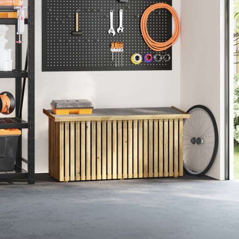 SKRZYNKA DO PRZECHOWYWANIA 119X44X58.5CM TRAKTOWANE DREWNO SOSNOWE