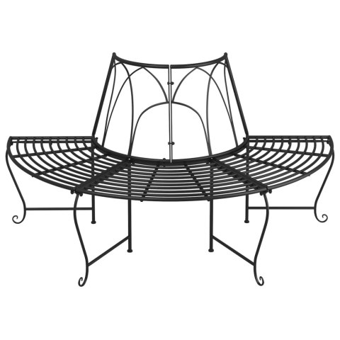 VidaXL Półokrągłe ławki pod drzewo, 2 szt., Ø159 cm, czarne, stalowe