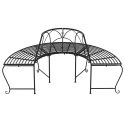 VidaXL Półokrągłe ławki pod drzewo, 2 szt., Ø159 cm, czarne, stalowe