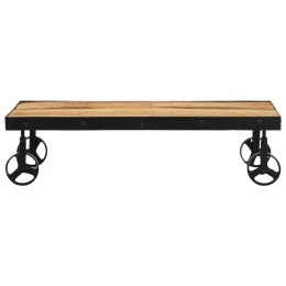 STOLIK KAWOWY NA KÓŁKACH LITE DREWNO MANGO 100X55X26CM