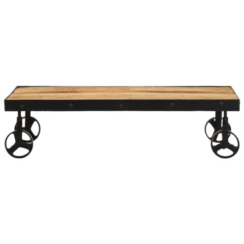 STOLIK KAWOWY NA KÓŁKACH LITE DREWNO MANGO 100X55X26CM