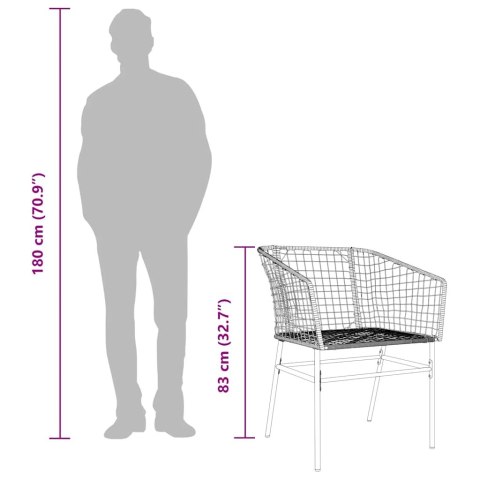 3-CZĘŚCIOWY ZESTAW OBIADOWY DO OGRODU BRĄZOWY POLIRATTAN SZKŁO
