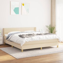 ŁÓŻKO KONTYNENTALNE Z MATERACEM KREMOWE TKANINA 160X200CM