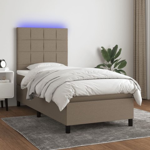 VidaXL Łóżko kontynentalne z materacem, taupe, 80x200 cm, tkanina