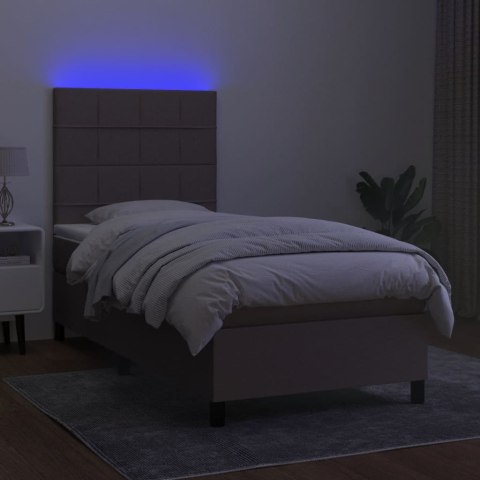 VidaXL Łóżko kontynentalne z materacem, taupe, 80x200 cm, tkanina