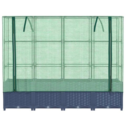 PODWYŻSZONA DONICA ZE SZKLARNIĄ WYGLĄD RATTANU 160X40X138CM