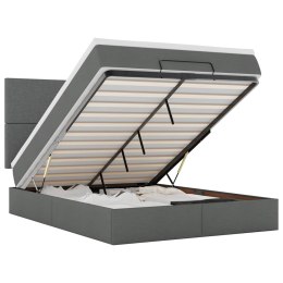 RAMA ŁÓŻKA OTOMANA Z MATERACEM SZARA 140X200CM TKANINA