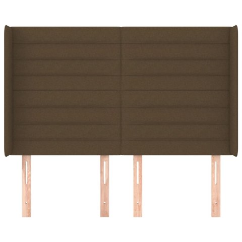 VidaXL Zagłówek uszak, ciemnobrązowy, 147x16x118/128 cm, tkanina