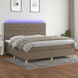VidaXL Łóżko kontynentalne z materacem, taupe, 200 x 200 cm, tkanina