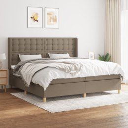 VidaXL Łóżko kontynentalne z materacem, taupe, tkanina, 200x200 cm