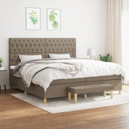 VidaXL Łóżko kontynentalne z materacem, taupe, tkanina, 200x200 cm
