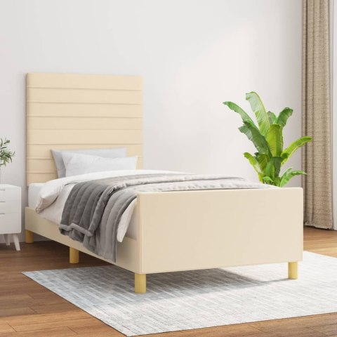 RAMA ŁÓŻKA BEZ MATERACA KREMOWA 80X200CM TKANINA