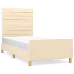 RAMA ŁÓŻKA BEZ MATERACA KREMOWA 80X200CM TKANINA