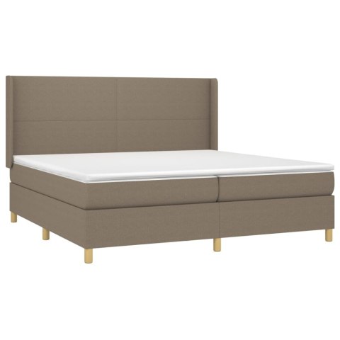 VidaXL Łóżko kontynentalne z materacem, taupe, 200 x 200 cm, tkanina