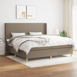 VidaXL Łóżko kontynentalne z materacem, taupe, tkanina, 200x200 cm