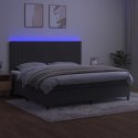 ŁÓŻKO KONTYNENTALNE Z MATERACEM I LED SZARY AKSAMIT 200X200CM